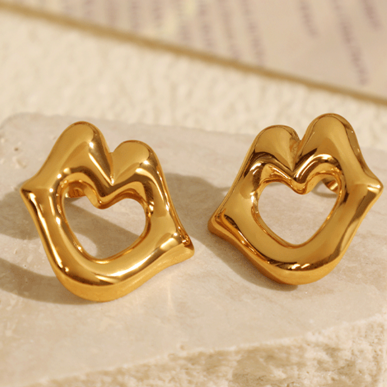 1 Pair Simple Series Simple Geometric Stainless Steel 18K Gold Plated Women Stud Earrings 