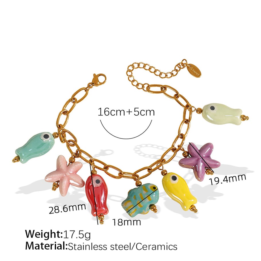 1 Piece Simple Series Cute Turtle Stainless Steel 18K Gold Plated Women Charm Bracelets Picture2