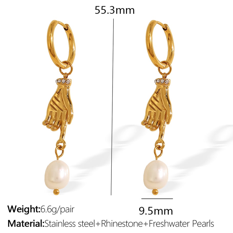 1 Pair Simple Series Simple Geometric Stainless Steel 18K Gold Plated Artificial Pearl Women Drop Earrings Picture2