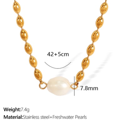 1 piece simple series retro beads stainless steel  gold plated artificial pearl women beaded bracelets h5 Picture2
