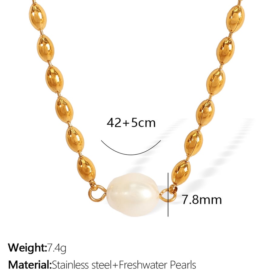 1 piece simple series retro beads stainless steel  gold plated artificial pearl women beaded bracelets Picture2