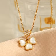 XL296 White Shell Gold Necklace 