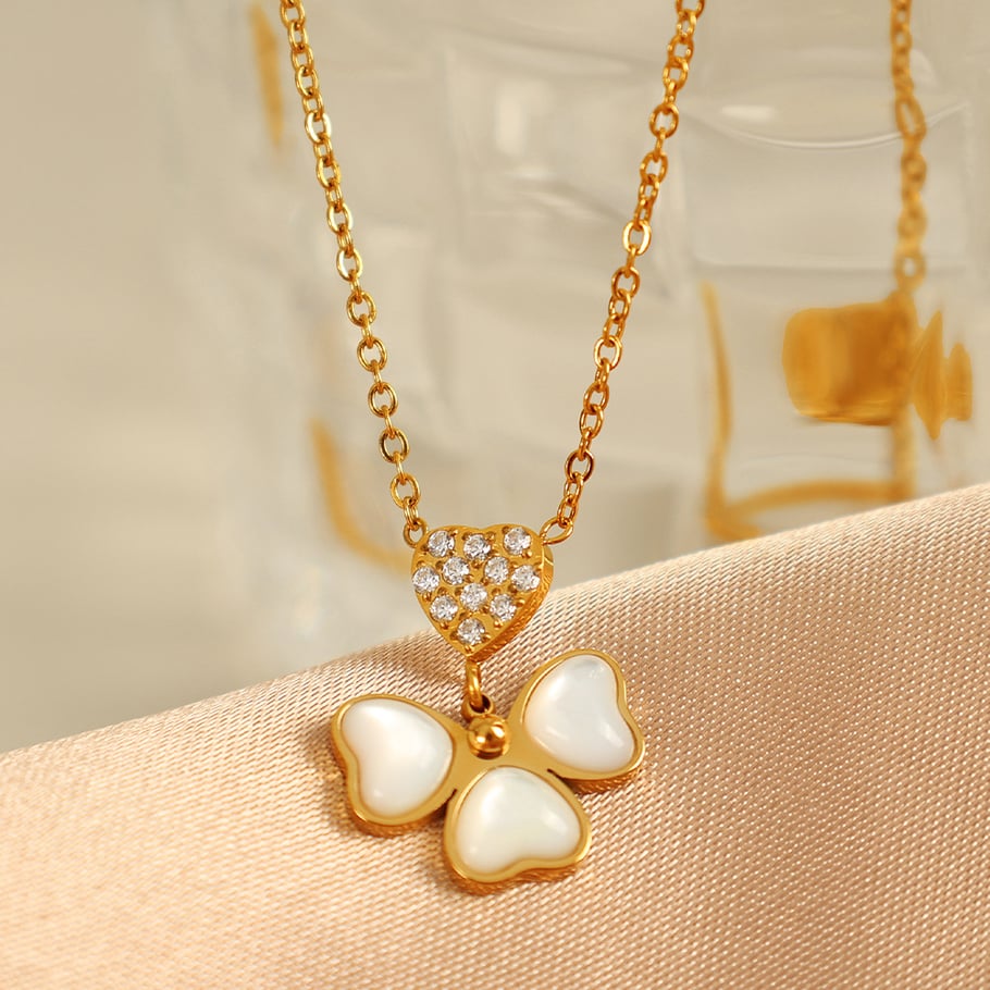 1 Piece Simple Series Simple Geometric Stainless Steel 18K Gold Plated Rhinestone Women Pendant Necklaces 