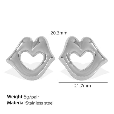 1 pair simple series simple geometric stainless steel  gold plated women stud earrings h5 Picture2