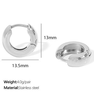 1 pair simple series classic solid color stainless steel  gold plated women hoop earrings h5 Picture2