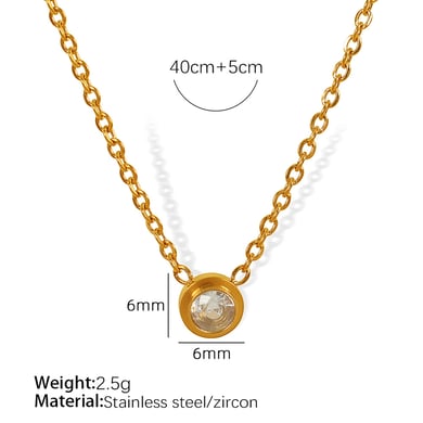 1 Piece Simple Series Simple Geometric Stainless Steel 18K Gold Plated Zircon Women Pendant Necklaces h5 Picture2