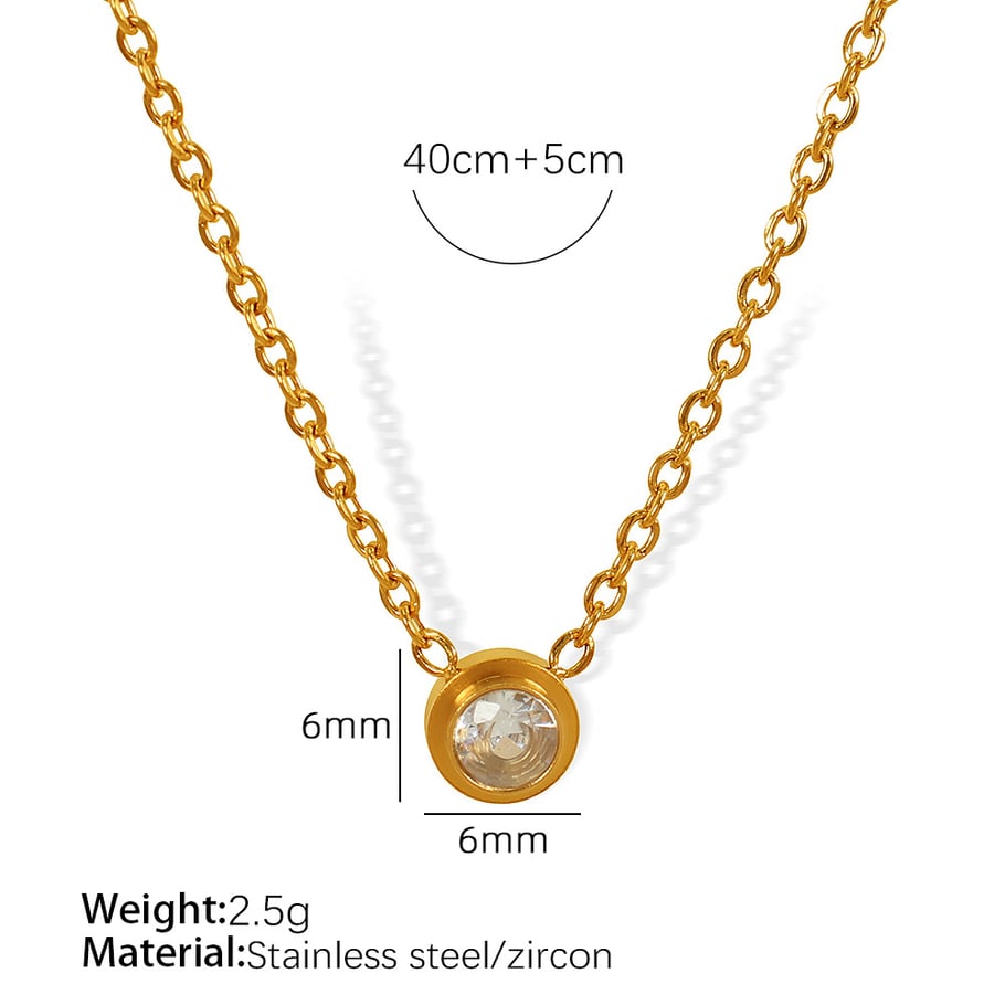 1 Piece Simple Series Simple Geometric Stainless Steel 18K Gold Plated Zircon Women Pendant Necklaces Picture2