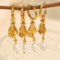 EH811 Freshwater Pearl Gold Earrings 