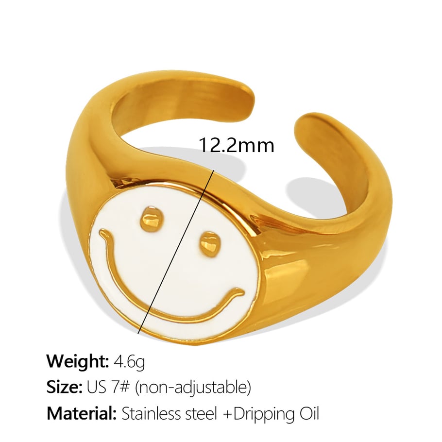 1 Pair Simple Series Simple Cartoon Stainless Steel 18K Gold Plated Women Adjustable Rings Picture2