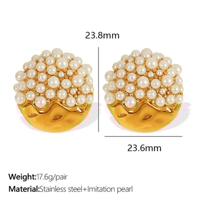 1 Pair Luxurious Series Retro Geometric Stainless Steel 18K Gold Plated Rhinestone Women Stud Earrings h5 Picture2