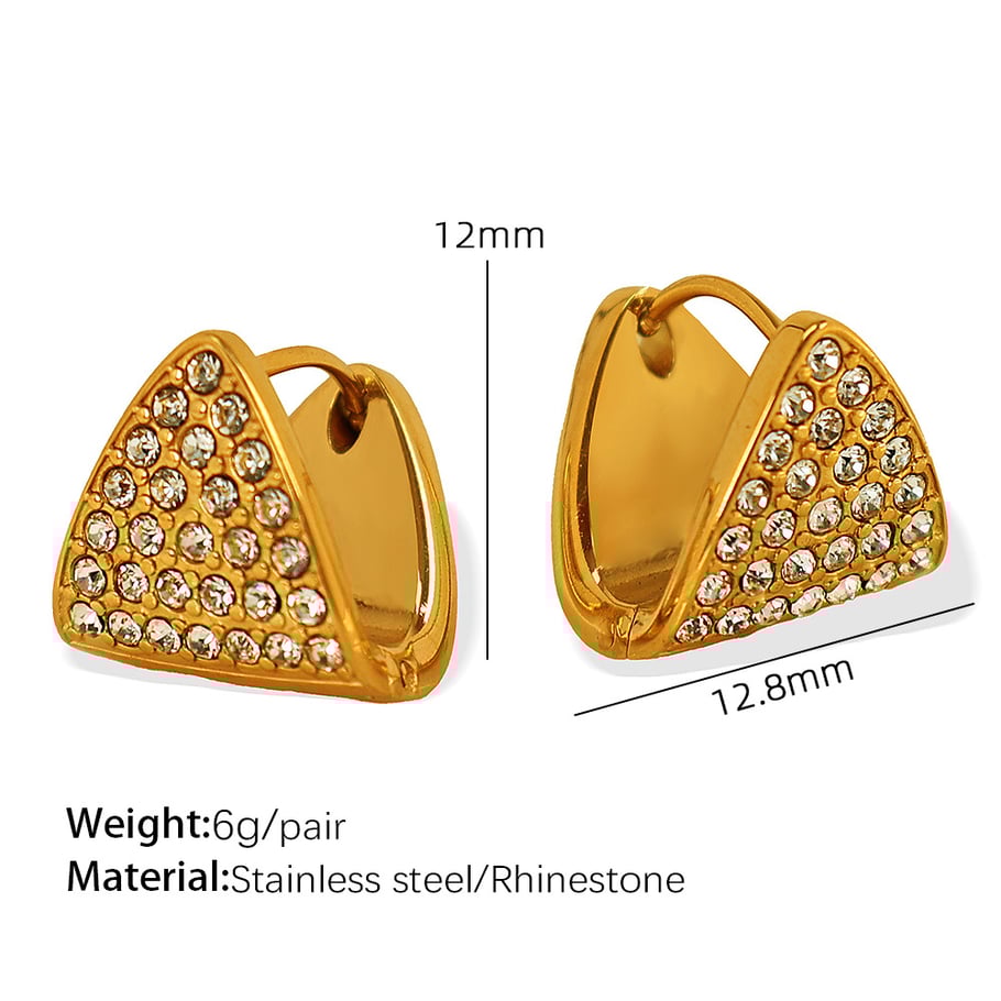 1 Pair Simple Series Simple Geometric Stainless Steel 18K Gold Plated Rhinestone Women Drop Earrings Picture2