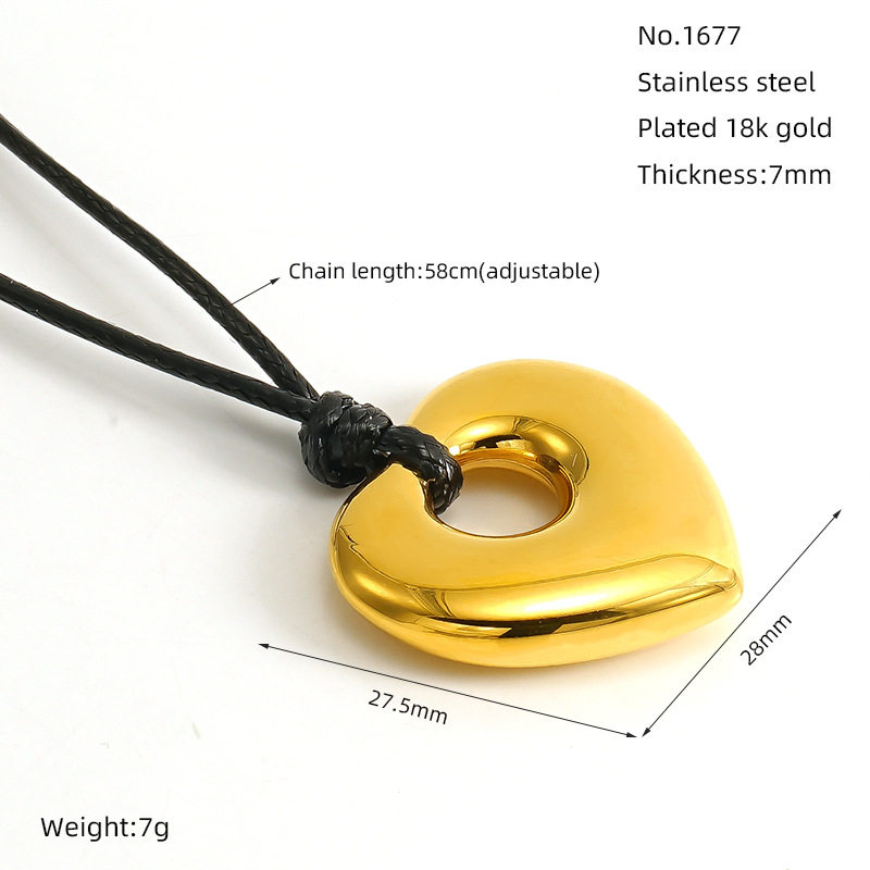 1 Piece Simple Series Classic Heart Stainless Steel 18K Gold Plated Women Pendant Necklaces Picture2