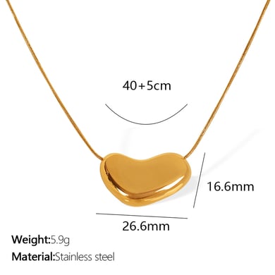 1 Piece Simple Series Simple Heart Stainless Steel 18K Gold Plated Women Pendant Necklaces h5 Picture2