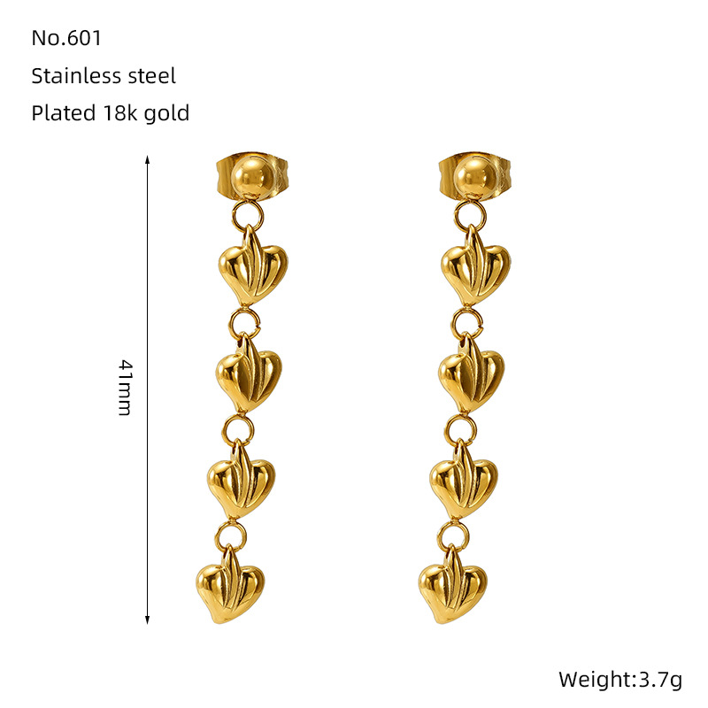 1 Pair Simple Series Classic Tassel Stainless Steel 18K Gold Plated Women Drop Earrings Picture2