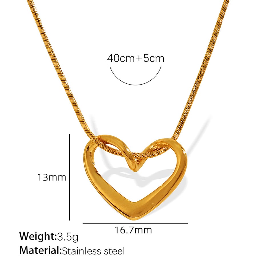 1 Piece Simple Series Simple Heart Stainless Steel 18K Gold Plated Women Pendant Necklaces Picture2