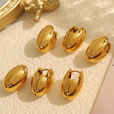 1 Pair Simple Series Simple Solid Color Stainless Steel 18K Gold Plated Women Drop Earrings h5 