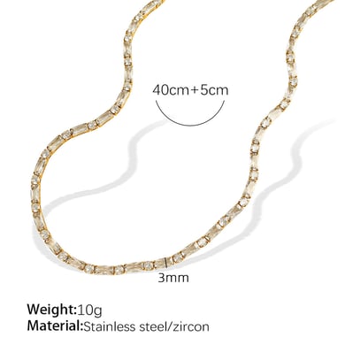 1 Stück Luxuriöse Serie Einfache geometrische Edelstahl 18 Karat vergoldet Zirkon Damen Kettenarmbänder h5 Bild2