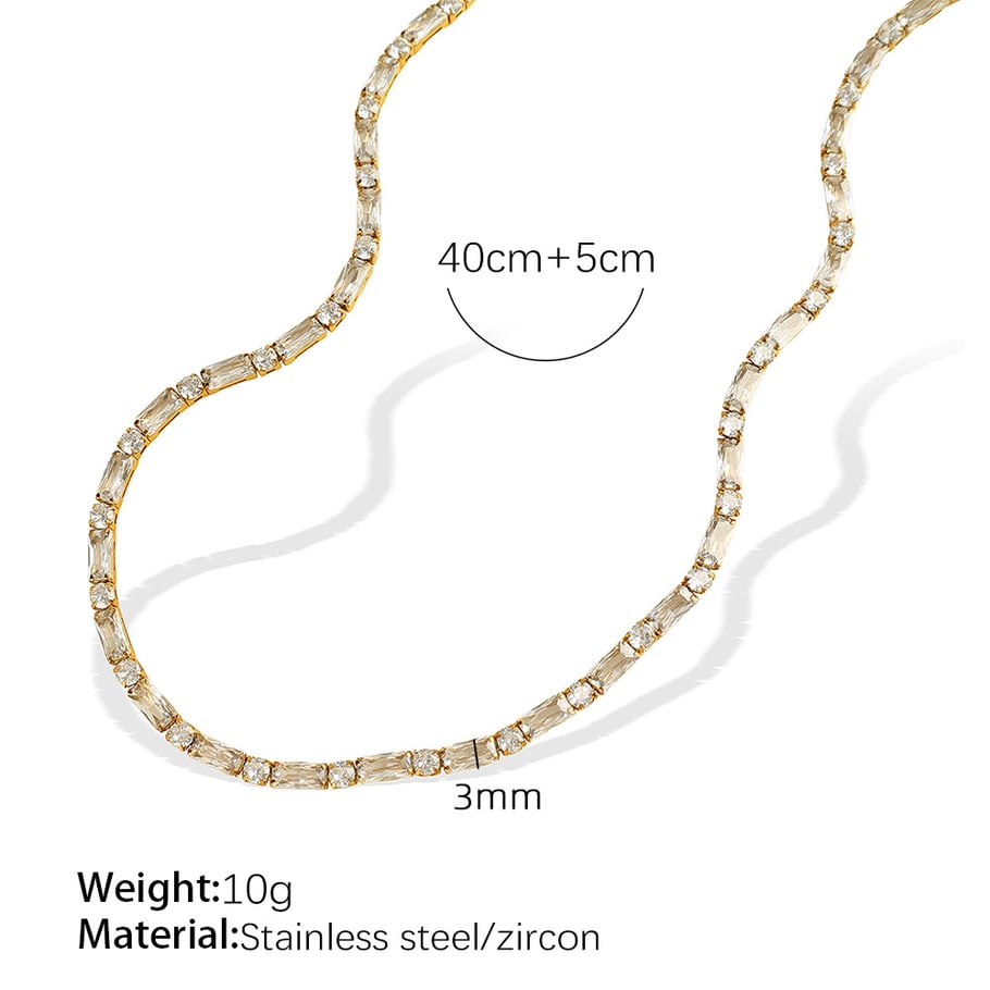 1 Stück Luxuriöse Serie Einfache geometrische Edelstahl 18 Karat vergoldet Zirkon Damen Kettenarmbänder Bild2