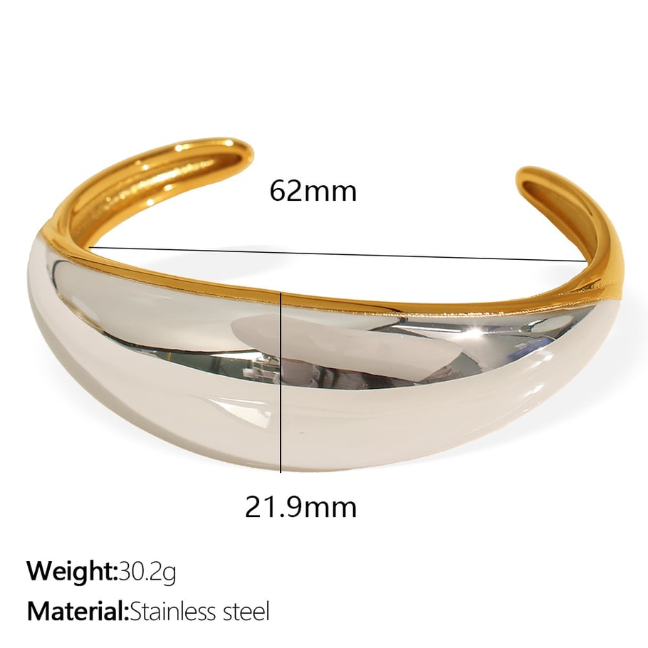 1 Piece Simple Series Simple Geometric Stainless Steel 18K Gold Plated Women Bangles Picture2