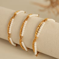SL88 White Pearl Gold Bracelet 