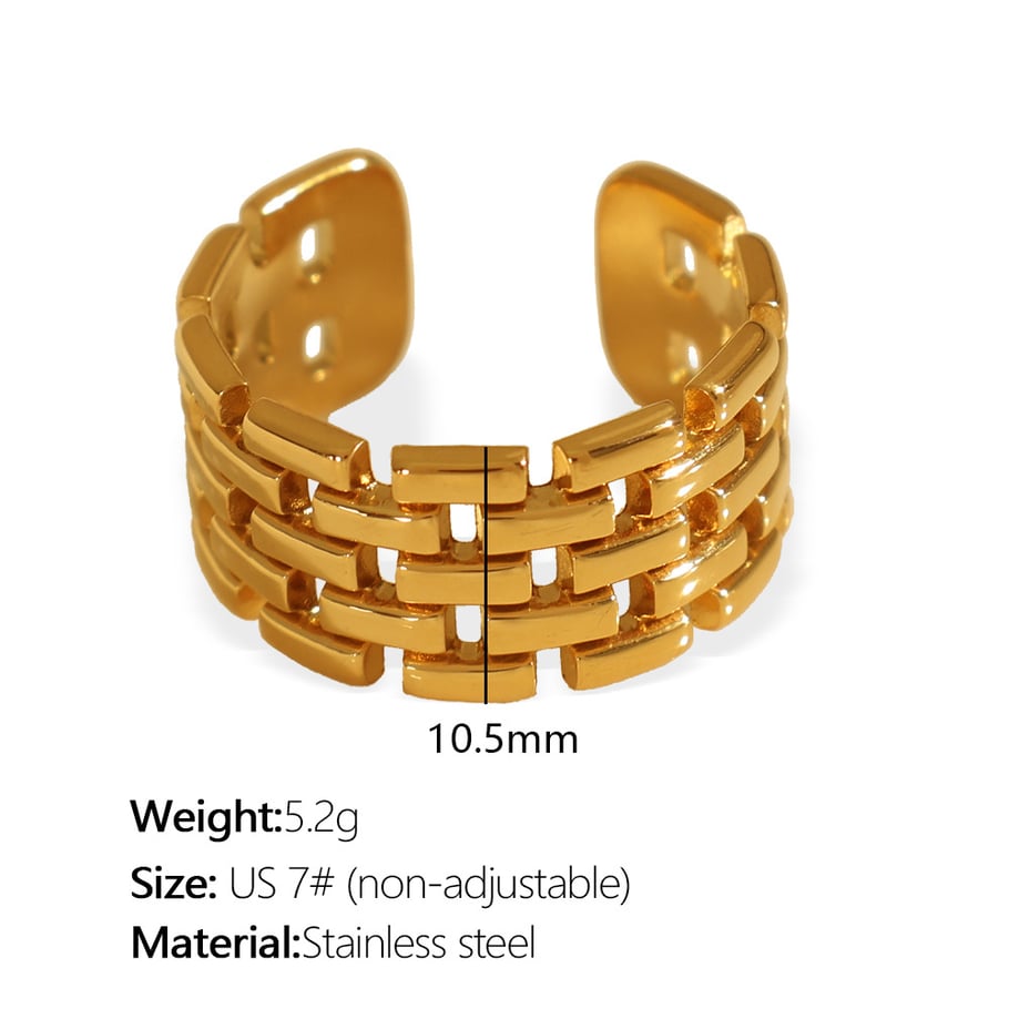 1 Pair Simple Series Retro Geometric Stainless Steel 18K Gold Plated Women Adjustable Rings Picture2