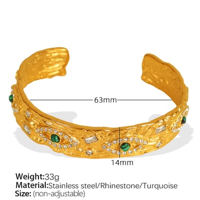 1 Piece Classic Series Retro Eye Stainless Steel 18K Gold Plated Zircon Women Bangles h5 Picture2