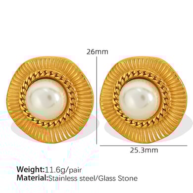 1 Paar Ohrstecker für Damen, Retro-Stil, geometrischer Stil, Edelstahl, 18 Karat vergoldet, Strass h5 Bild2