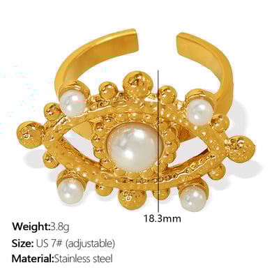 1 pair simple series punk eye stainless steel  gold plated artificial pearl women stud earrings h5 Picture2