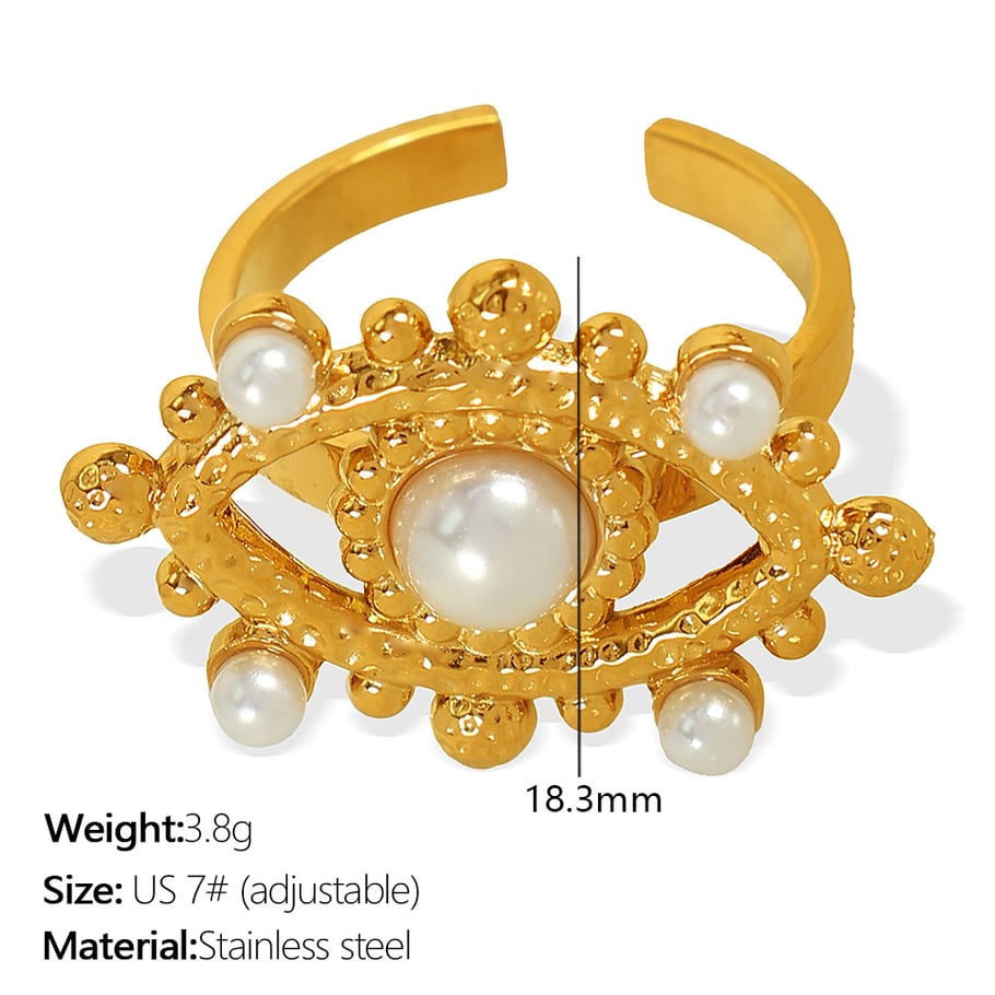 1 pair simple series punk eye stainless steel  gold plated artificial pearl women stud earrings Picture2