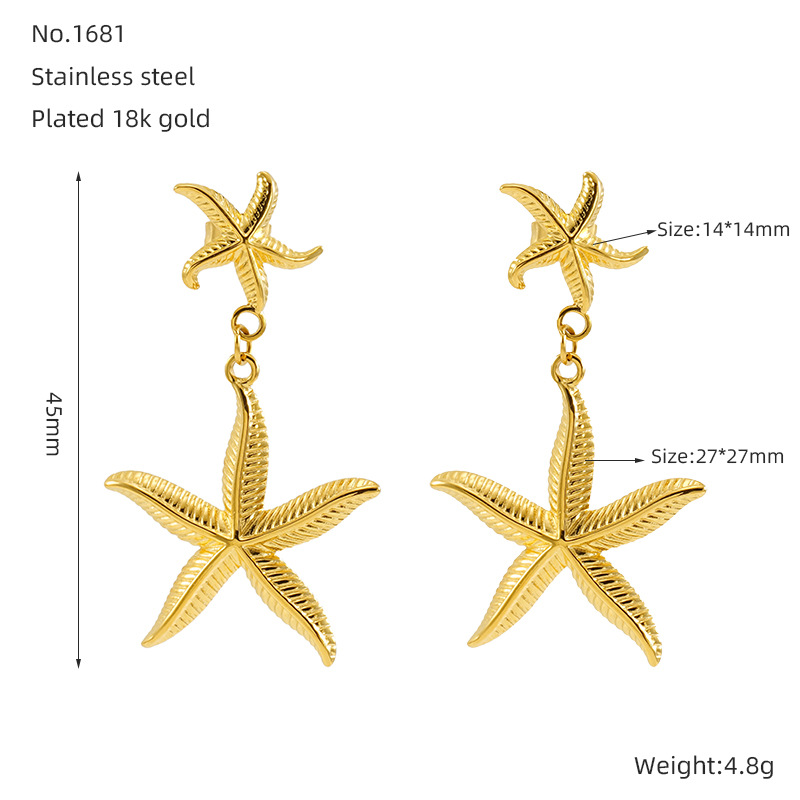 1 Pair Simple Series Classic Turtle Stainless Steel 18K Gold Plated Women Earrings Set Picture2