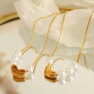 XL278 White Pearl Gold Necklace 