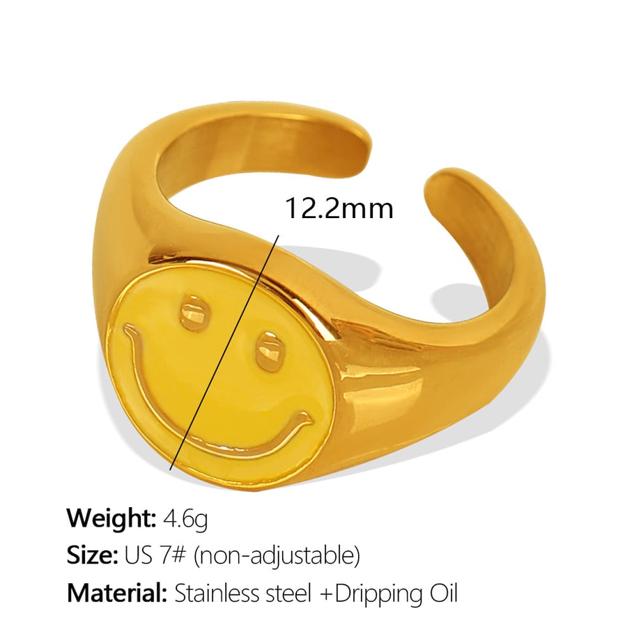1 Paar Simple Series Simple Cartoon Edelstahl 18 Karat vergoldete verstellbare Ringe für Frauen Bild2