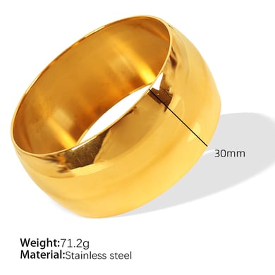 1 Piece Simple Series Simple Solid Color Stainless Steel 18K Gold Plated Women Bangles h5 Picture2