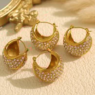 EH809 White Diamond Gold Earrings 