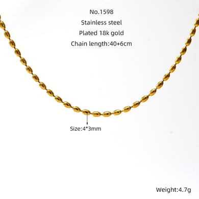1 Stück Simple Series Simple Edelstahl 18 Karat vergoldet Unisex Kettenhalsketten h5 Bild2