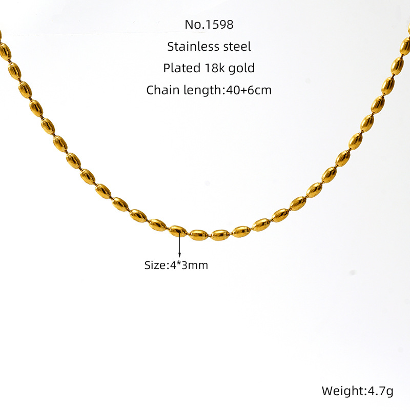 1 Stück Simple Series Simple Edelstahl 18 Karat vergoldet Unisex Kettenhalsketten Bild2