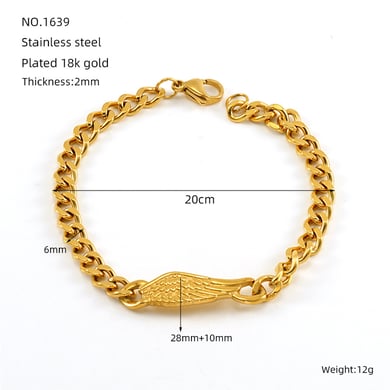 1 Piece Simple Series Classic Stainless Steel 18K Gold Plated Unisex Chain Bracelets h5 Picture2