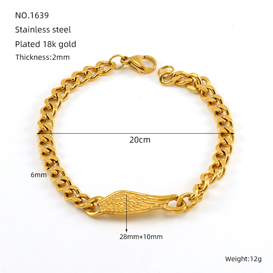1 Piece Simple Series Classic Stainless Steel 18K Gold Plated Unisex Chain Bracelets Picture2