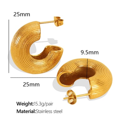 1 Pair Simple Series Simple Geometric Stainless Steel 18K Gold Plated Women Hoop Earrings h5 Picture2