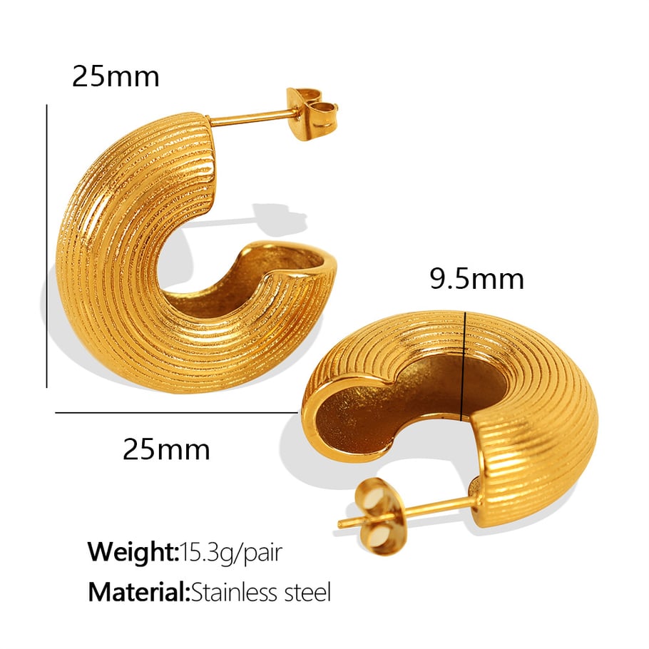 1 Pair Simple Series Simple Geometric Stainless Steel 18K Gold Plated Women Hoop Earrings Picture2