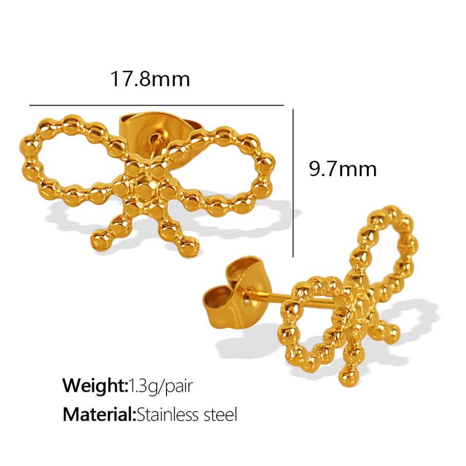 1 Pair Simple Series Simple Bow Knot Stainless Steel 18K Gold Plated Women Stud Earrings Picture2