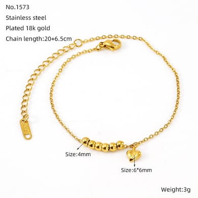 1 Piece Simple Series Classic Heart Stainless Steel 18K Gold Plated Women Chain Bracelets h5 Picture2