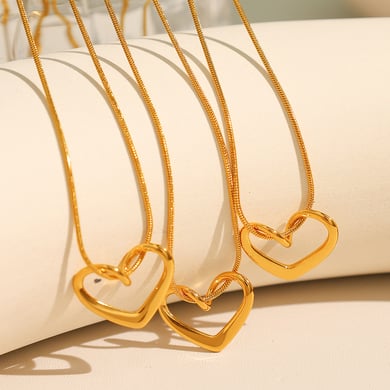1 Piece Simple Series Simple Heart Stainless Steel 18K Gold Plated Women Pendant Necklaces h5 