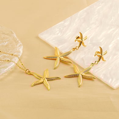 1 Pair Simple Series Classic Turtle Stainless Steel 18K Gold Plated Women Earrings Set h5 