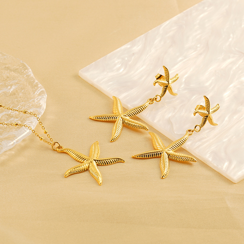 1 Pair Simple Series Classic Turtle Stainless Steel 18K Gold Plated Women Earrings Set 