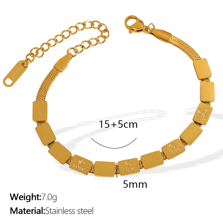 1 Piece Simple Series Simple Geometric Stainless Steel 18K Gold Plated Women Charm Bracelets Picture2