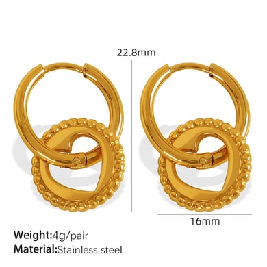 1 Paar Simple Series Simple Heart Edelstahl 18 Karat vergoldete Damen-Tropfenohrringe h5 Bild2