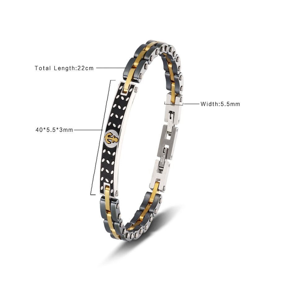 1 Pair Simple Series Retro Geometric Stainless Steel Men's Bracelets Picture2