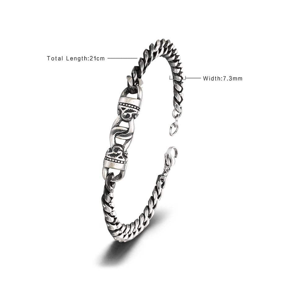 1 Paar Herrenarmbänder aus Edelstahl im Retro-Stil der Simple Series mit geometrischem Muster Bild2
