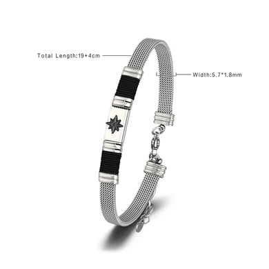 1 Paar einfache Serie lässige geometrische Edelstahl-Herrenarmbänder h5 Bild2